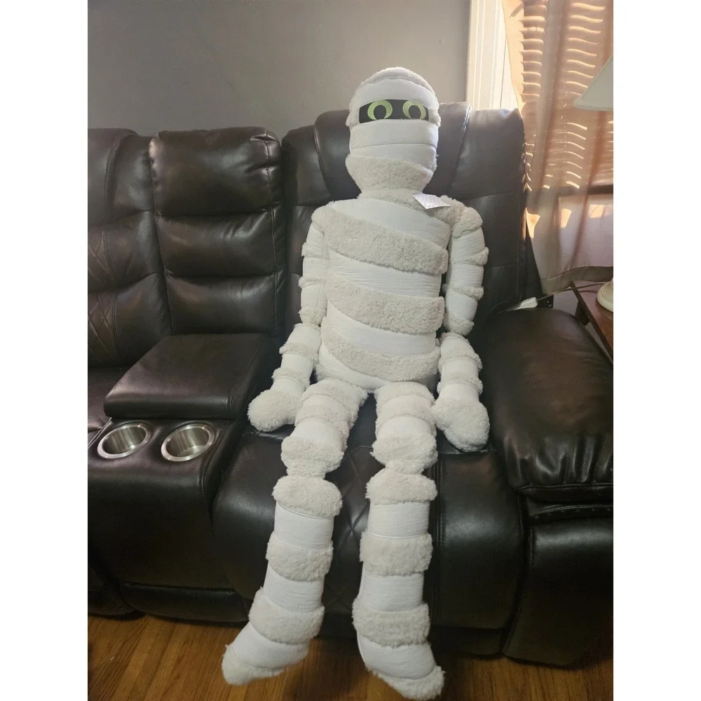 5' Glow-in-the-Dark Halloween Posesable Mummy Pillow Isaac Mizrahi 60'x32' NWT
